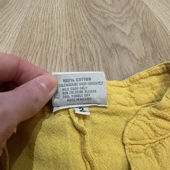 Flaw Oh My Gauze Top 2 L/XL Yellow Lagenlook Boho Minimalist Beach Coastal - Picture 5 of 9